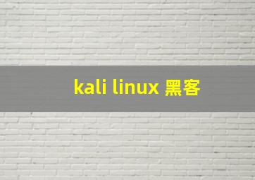 kali linux 黑客